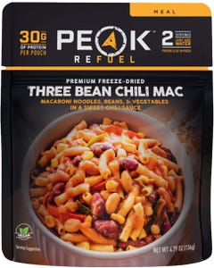 Peak Refuel Three Bean Chili Mac Freeze-Dried Meal Pouch (Vegan)